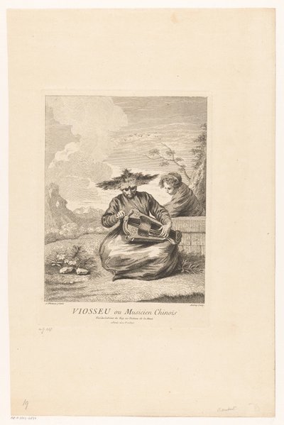 Man in kleermakerszit met draailier (Serie van Aziatische taferelen uit de collectie van het Château de la Muette) von Michel Aubert