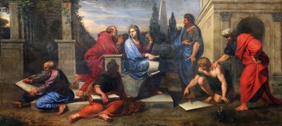 Aspasie unter den Philosophen Griechenlands im Salon der Königin (Gemälde) von Michel Corneille