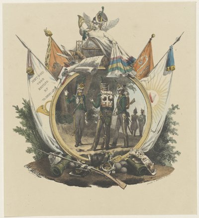 Medaille mit Freiwilligen Jägern der Universität Utrecht, 1830 von Michel Mourot