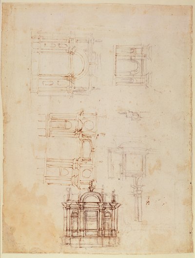 Studien für architektonische Komposition in Form eines Triumphbogens, ca. 1516 von Michelangelo Buonarroti