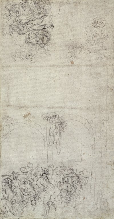 Studie für Das Jüngste Gericht (verso) von Michelangelo Buonarroti