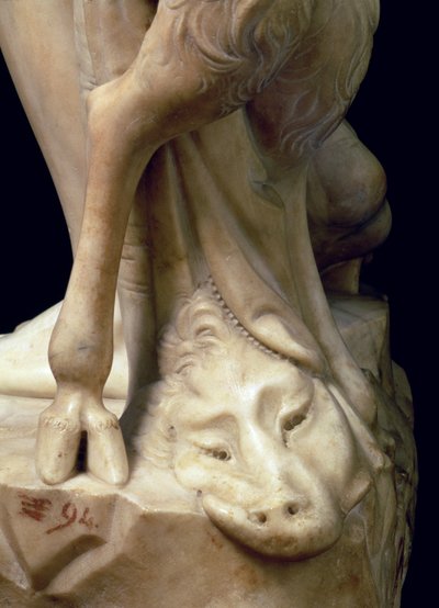 Die Trunkenheit des Bacchus, Detail eines Pantherkopfes, Skulptur von Michelangelo Buonarroti (Detail) von Michelangelo Buonarroti