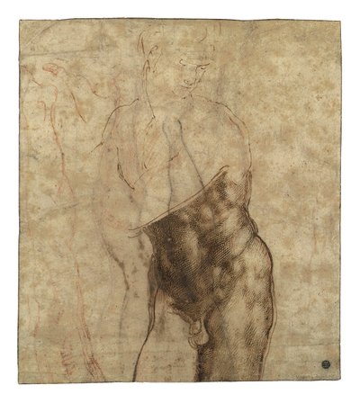 Der auferstandene Christus, dreiviertel Länge nackt, nach rechts schauend von Michelangelo Buonarroti