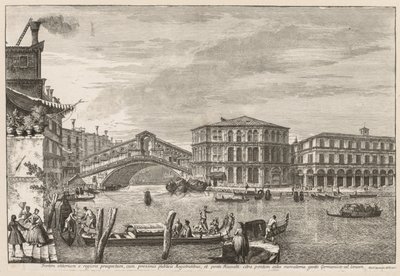 Ansichten von Venedig: Die Brücke und der Markt von Rialto von Michele Marieschi