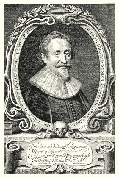 Hugo Grotius, niederländischer Jurist, Theologe, Philosoph und Autor (Gravur) von Michiel Jansz. van (after) Miereveld