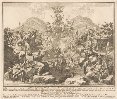 Die zweite Maschine für die Chinea von 1738: Der Triumph von Bacchus und Ceres von Miguel de Sorellò, after Carl Marcus Tuscher