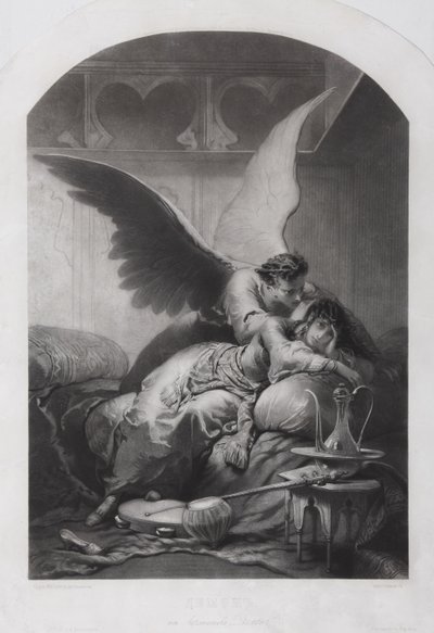 Tamara und Dämon. Illustration zum Gedicht Der Dämon von Mikhail Lermontov, um 1880 von Mihaly von Zichy