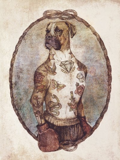Tätowierter Boxerwelpe von Mike Koubou