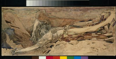 Der besiegte Dämon - Inspiriert vom Gedicht "Der Dämon" von Mikhail Lermontov von Mikhail Aleksandrovich Vrubel