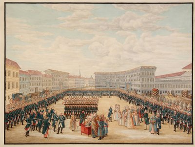 Die Segnung der Fahne des Preobrazhensky-Regiments im Dezember 1796 von Mikhail Matveevich Ivanov