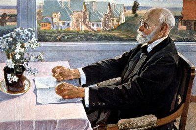 Iwan Pawlow in seinem Haus, nahe Sankt Petersburg von Mikhail Vasilievich Nesterov