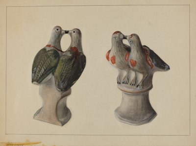 Kreide-Liebesvögel, um 1937 von Mina Lowry