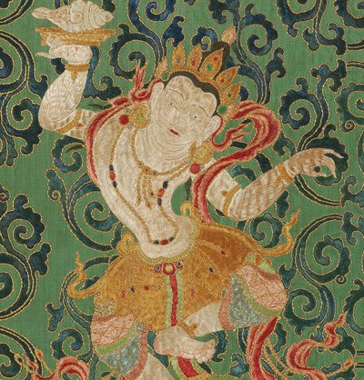 Detail der kaiserlichen bestickten Seiden-Thangka von Ming Dynasty Chinese School