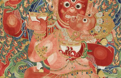 Detail der kaiserlichen bestickten Seiden-Thangka von Ming Dynasty Chinese School