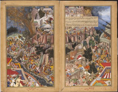Eine Mine explodiert während der Belagerung von Chittor, Rajasthan von Miskina