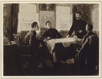 Joseph Stalin im Hauptquartierwagen in Zarizyn, Russischer Bürgerkrieg von Mitrofan Borisovic Grekov