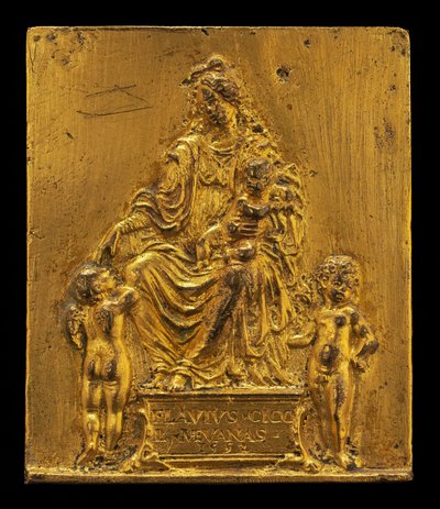 Madonna und Kind auf dem Thron mit zwei Engeln, 1552 von Moderno