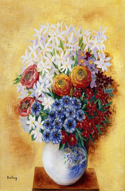Blumenstrauß vor gelbem Hintergrund von Moise Kisling