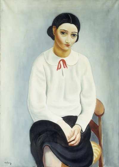 Frau in einer weißen Bluse von Moise Kisling