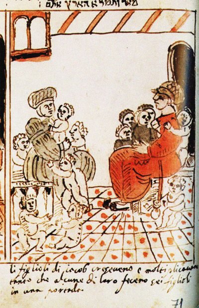 Die Vermehrung der Israeliten in Ägypten. Der Codex Choumach Bilder-Pentateuch von Moses dal C von Moise del Castellazzo