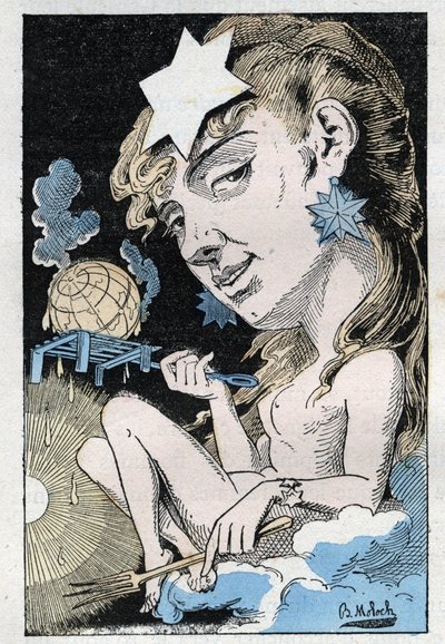 Allegorie der Hitzewelle in „Le Trombinoscope“ von Touchatout, Karikatur von B. Moloch von 1882 (1849-1909). Private Sammlung von Moloch