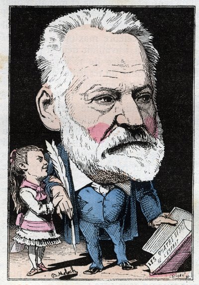 Porträt des französischen Schriftstellers Victor Hugo (1802-1885) in „Le Trombinoscope“ von Touchatout, Karikatur von B. Moloch von 1882 (1849-1909). Private Sammlung von Moloch