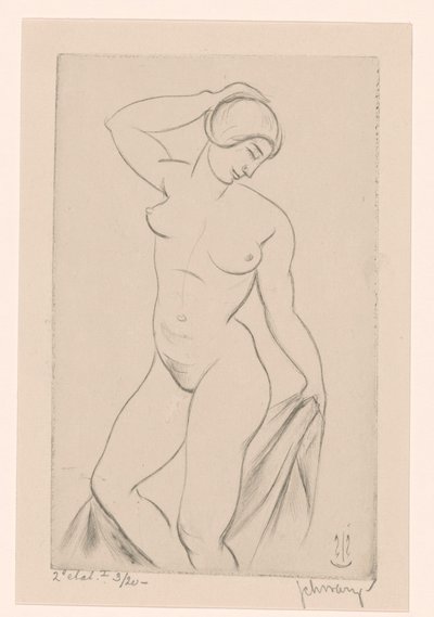 Nackte Frau mit Hand auf dem Kopf von Mommie Schwarz (signed by artist)