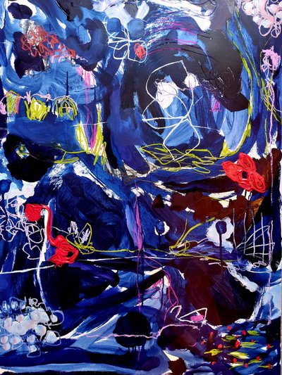 Dynamische Blaue Abstraktion von Monika Riethmueller