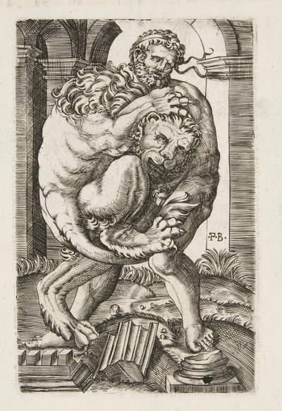 Herkules und der nemeische Löwe von Monogrammist B