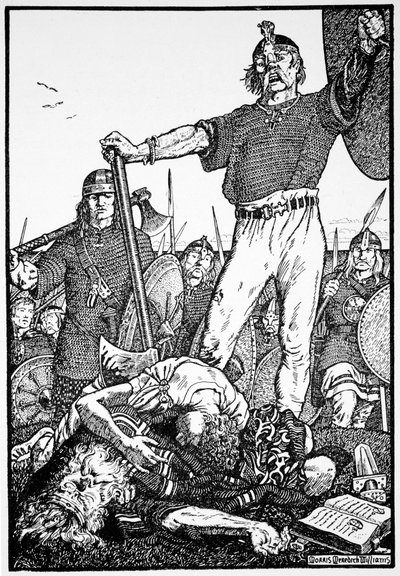 Tod von Brian Boru in der Schlacht von Clontarf, Irland von Morris Meredith Williams