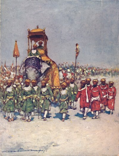 Eine der malerischsten Gruppen in der Prozession der Gefolgsleute, 1903 von Mortimer L Menpes