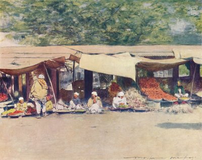 Markttag in Peschawar, 1905 von Mortimer Ludington Menpes