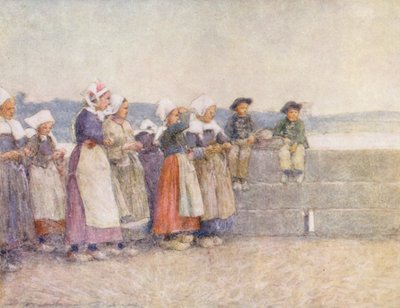 Warten auf die Fischereiflotte, Concarneau (Farblithographie) von Mortimer Ludington Menpes