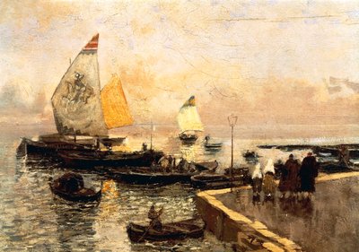 Kohleboote in Chioggia, von Mose Bianchi von Mose Bianchi