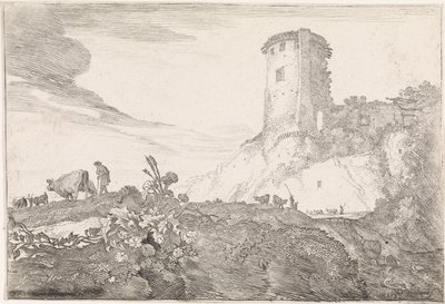 Landschaft mit rundem Turm von Moyses van Wtenbrouck