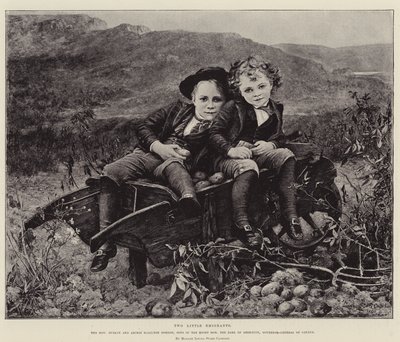 Zwei kleine Auswanderer, der ehrenwerte Dudley und Archie Hamilton Gordon, Söhne des ehrenwerten Earl of Aberdeen, Generalgouverneur von Kanada von Mrs. Louisa Starr Canziani