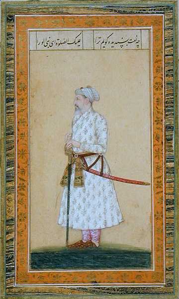Ein Prinz mit einem Schwert, aus dem Kleinen Clive Album von Mughal School