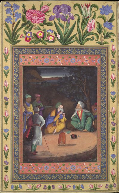 Eine nächtliche Versammlung, Folio aus dem Davis-Album, datiert 1664-65 von Muhammad Zaman