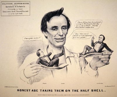 Abraham Lincoln (1809-65) Präsidentschaftswahlkampfkarrikatur von Currier and Ives