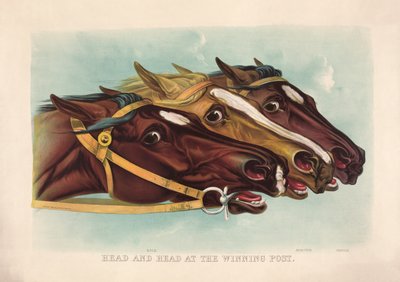 Kopf an Kopf am Zielpfosten von Currier & Ives von Currier and Ives