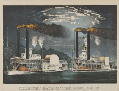 Mitternachtsrennen auf dem Mississippi von Currier and Ives