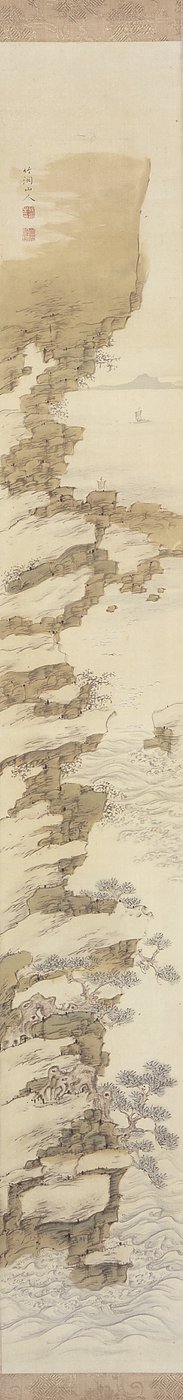 Landschaft an der Klippe mit Booten von Nakabayashi Chikkei