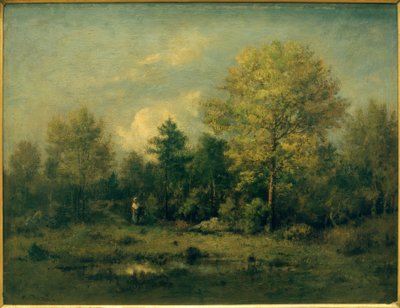 Landschaft mit Tümpel im Wald von Narcisse Diaz de la Pena