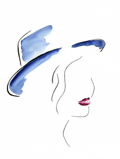 Schicke Frau mit blauem Hut von Natalie Bruns