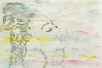 Träumerische Frau Aquarell von Natalie Bruns
