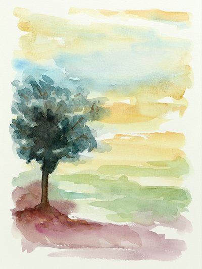 Einsamer Baum Sonnenuntergang von Natalie Bruns