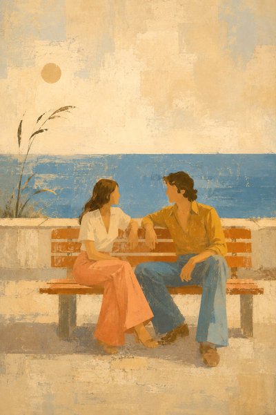 Nostalgisches Paar am Meer von Natalie Bruns