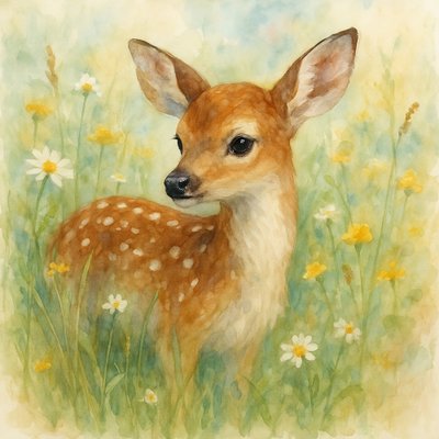 Geflecktes Rehkitz auf der Wiese von Natalie Bruns
