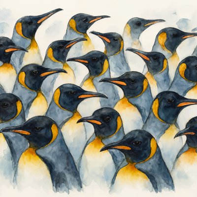 Aquarell Kaiserpinguine von Natalie Bruns