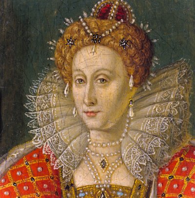 Detail eines Miniatur-Ölporträts von Königin Elisabeth I. von Nathan Benn